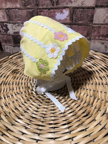 Spring/Summer Baby Bonnet with Embroidery Flowers