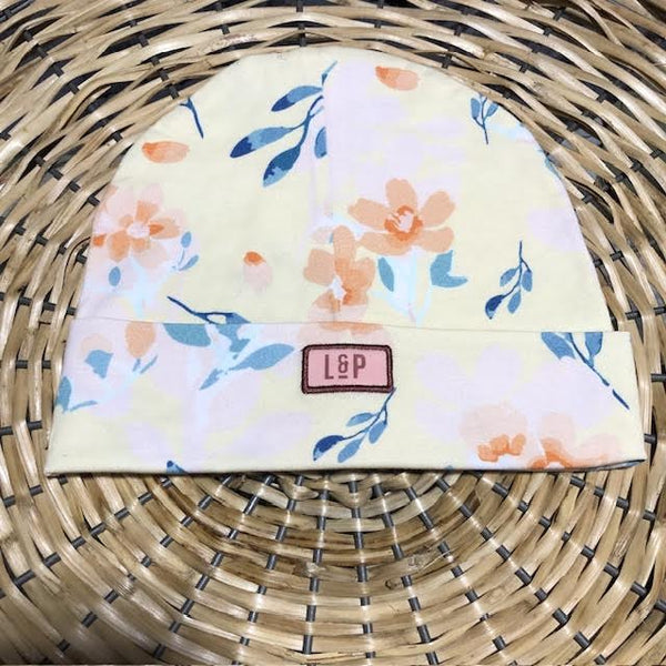 LPApparel Cotton Beanie Youth/Adult Floral or Solid Fuschsia Pink