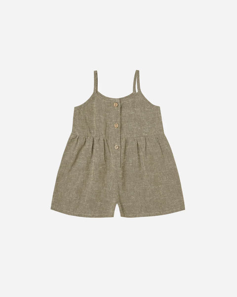 Rylee and Cru button  romper  "olive green "