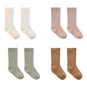 Quincy Mae 4 Baby Socks set  “natural, sea green, lilac, and pecan”