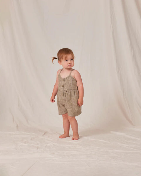 Rylee and Cru button  romper  "olive green "