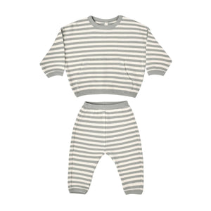 Quincy Mae waffle shirt and pants set “sky stripes”