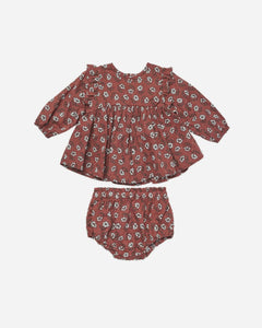 Rylee and Cru piper set blouse and bloomers “red holiday bloom flowers”