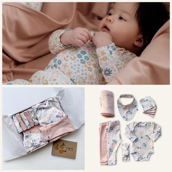 Little & Lively Bamboo Capsule Baby Gift Box “Pastel Blooms and Rosewood”