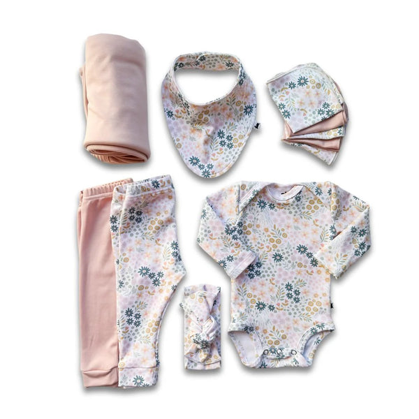 Little & Lively Bamboo Capsule Baby Gift Box “Pastel Blooms and Rosewood”