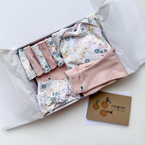 Little & Lively Bamboo Capsule Baby Gift Box “Pastel Blooms and Rosewood”