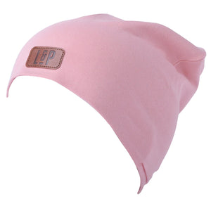 LP Boston Cotton Beanie "outdoor light pink and brown leather label ”