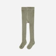 Quincy Mae ribbed tights “fern”